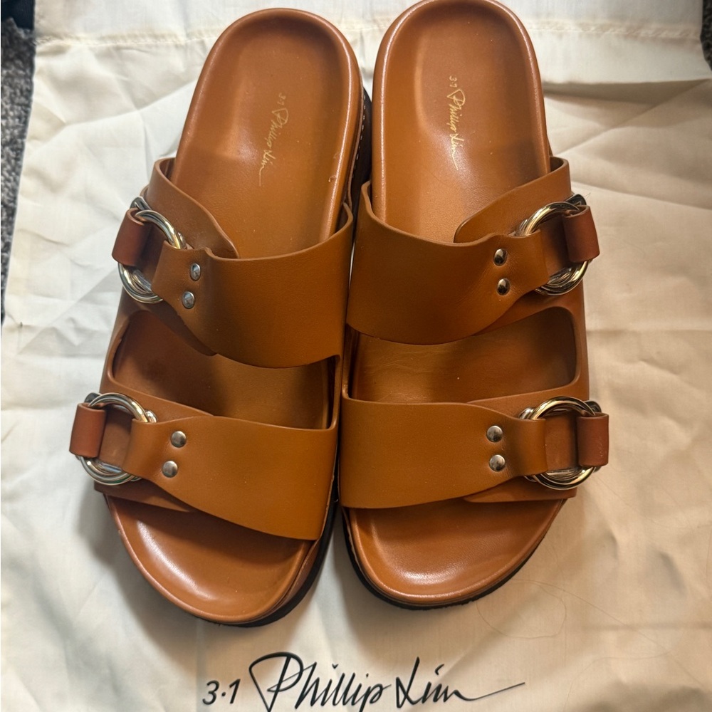 3.1 Phillip Lim Women's Brown Buckle Mules
